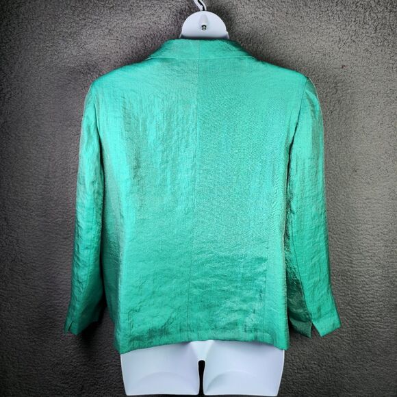 TanJay Blazer Jacket Womens 18W Metallic Green Summer Lightweight Pocket Career - Picture 2 of 14